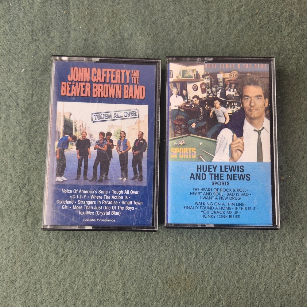 2 Cassette Lot Huey Lewis and The News‎ Sports John Cafferty Tough All Over